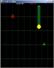 Scoudly is a little snake which is very hungry!
There are 10 levels. Each level takes 30 seconds. You must eat the most food to win the highscore.